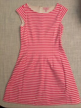 Lilly Pulitzer Coral Pink and White Striped Dress
